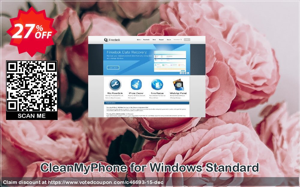 CleanMyPhone for WINDOWS Standard Coupon, discount Fireebok coupon (46693). Promotion: Fireebok discount code for promotion