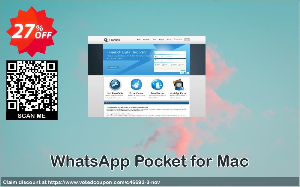 WhatsApp Pocket for MAC Coupon, discount Fireebok coupon (46693). Promotion: Fireebok discount code for promotion