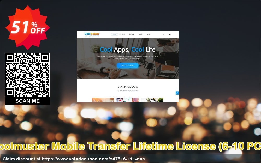 Coolmuster Mobile Transfer Lifetime Plan, 6-10 PCs  Coupon, discount affiliate discount. Promotion: 