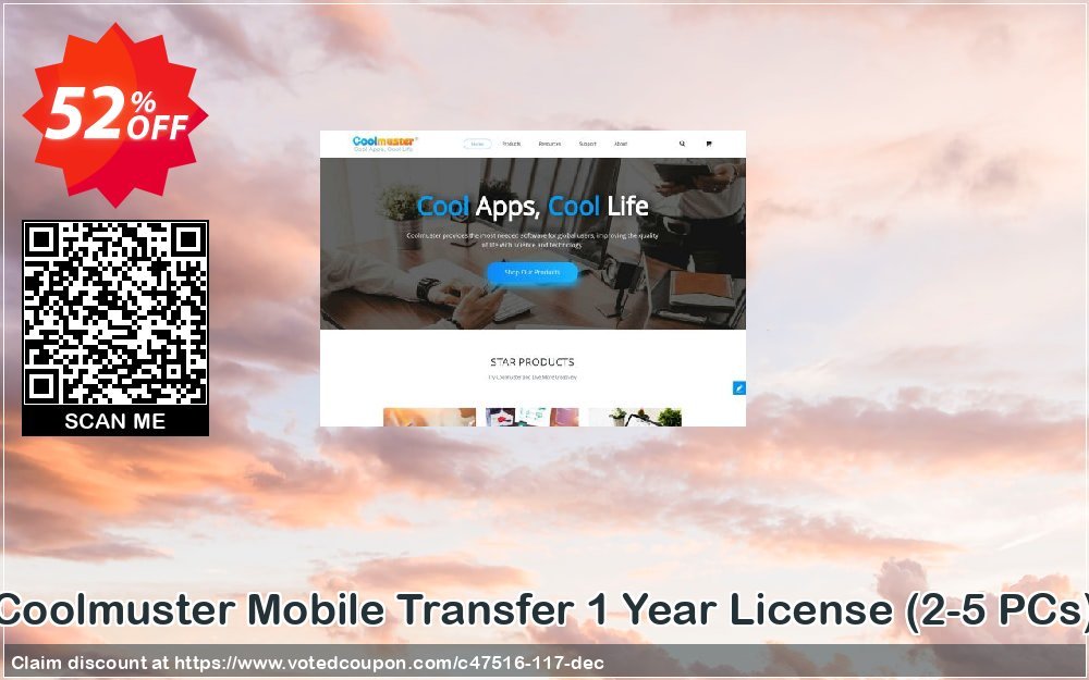 Coolmuster Mobile Transfer Yearly Plan, 2-5 PCs  Coupon, discount affiliate discount. Promotion: 