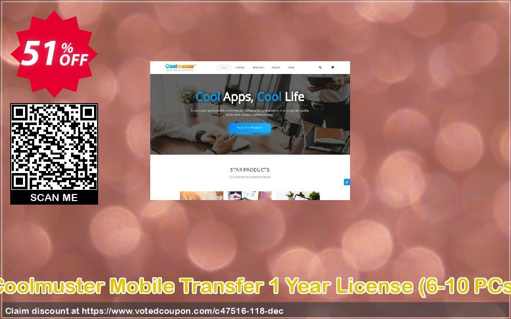 Coolmuster Mobile Transfer Yearly Plan, 6-10 PCs  Coupon, discount affiliate discount. Promotion: 