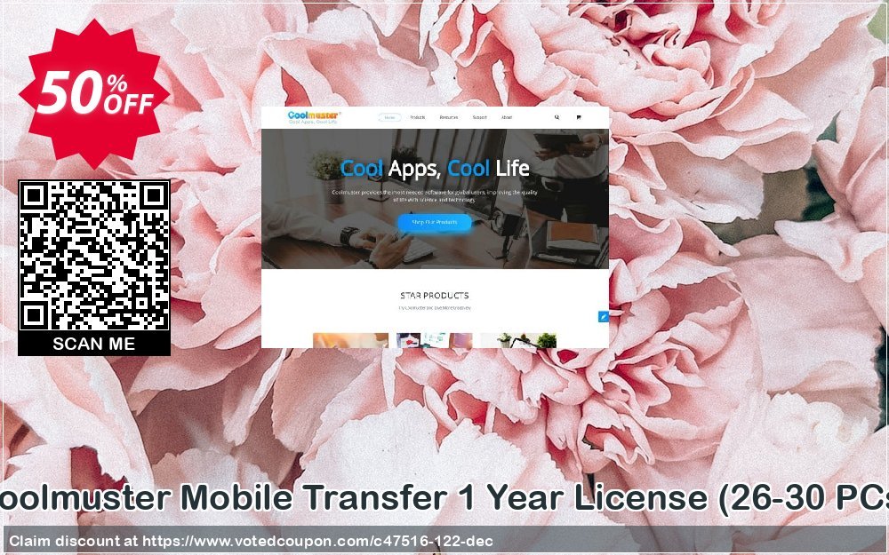 Coolmuster Mobile Transfer Yearly Plan, 26-30 PCs  Coupon Code May 2024, 50% OFF - VotedCoupon