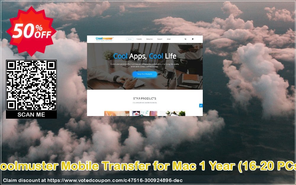 Coolmuster Mobile Transfer for MAC Yearly, 16-20 PCs  voted-on promotion codes