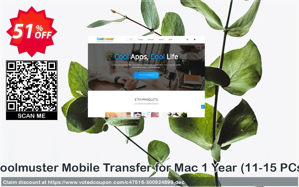 Coolmuster Mobile Transfer for MAC Yearly, 11-15 PCs  Coupon, discount affiliate discount. Promotion: 