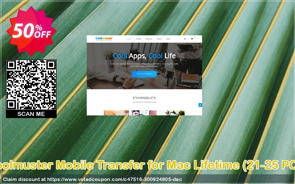 Coolmuster Mobile Transfer for MAC Lifetime, 21-25 PCs  voted-on promotion codes