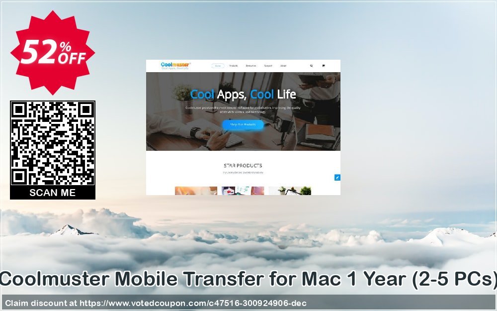 Coolmuster Mobile Transfer for MAC Yearly, 2-5 PCs  voted-on promotion codes