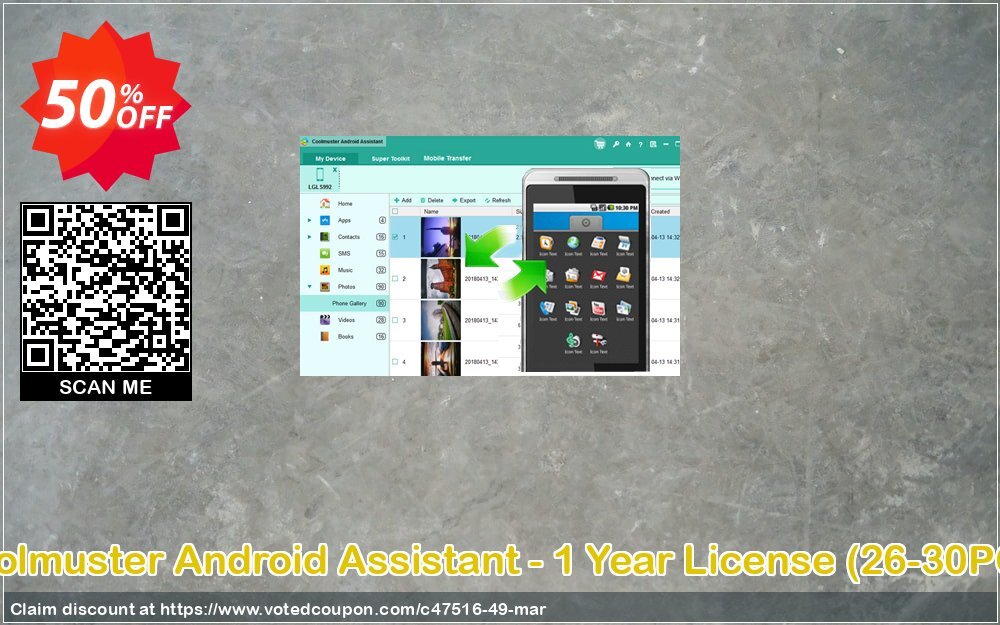 Coolmuster Android Assistant - Yearly Plan, 30 PCs  Coupon Code Apr 2024, 50% OFF - VotedCoupon