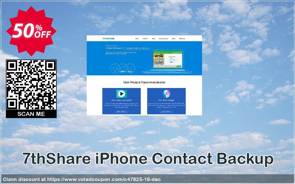 7thShare iPhone Contact Backup Coupon, discount 50% Off Discount. Promotion: 