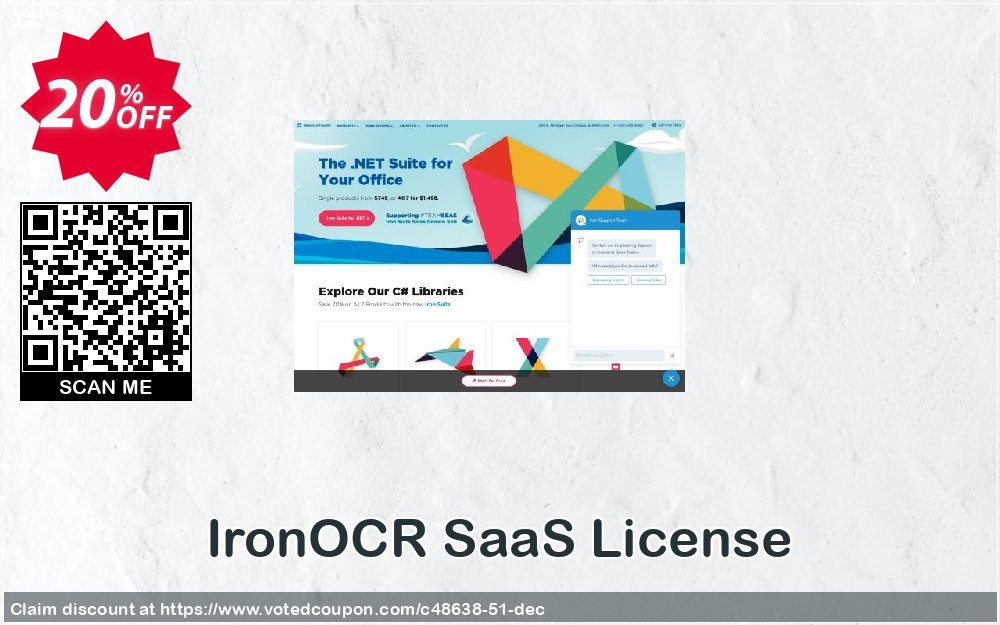 IronOCR SaaS Plan Coupon, discount 20% bundle discount. Promotion: 