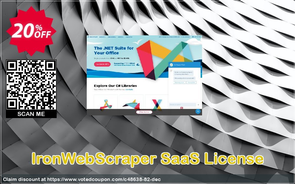 IronWebScraper SaaS Plan Coupon, discount 20% bundle discount. Promotion: 20% discount for purchasing 2 products together as a bundle
