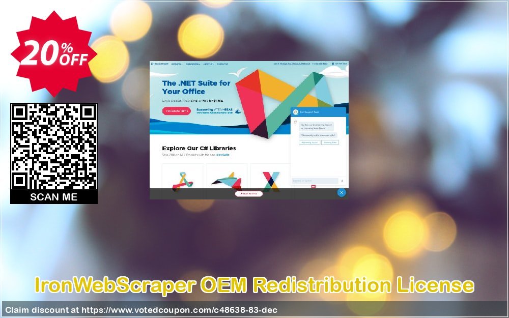 IronWebScraper OEM Redistribution Plan Coupon, discount 20% bundle discount. Promotion: 20% discount for purchasing 2 products together as a bundle