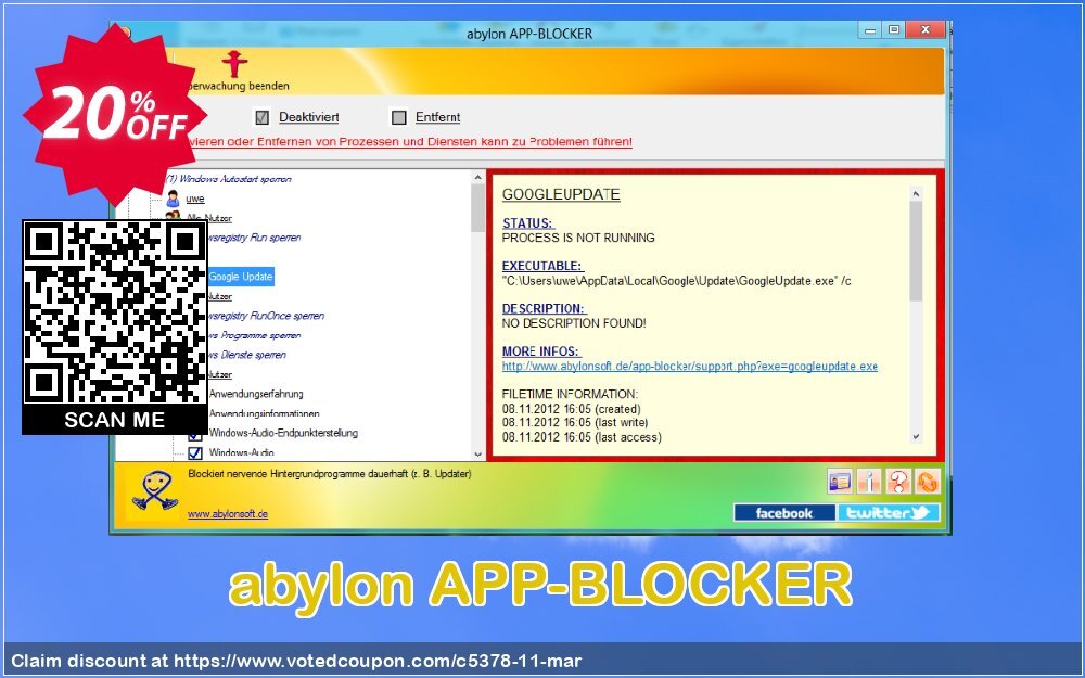 abylon APP-BLOCKER Coupon, discount 20% OFF abylon APP-BLOCKER, verified. Promotion: Big sales code of abylon APP-BLOCKER, tested & approved