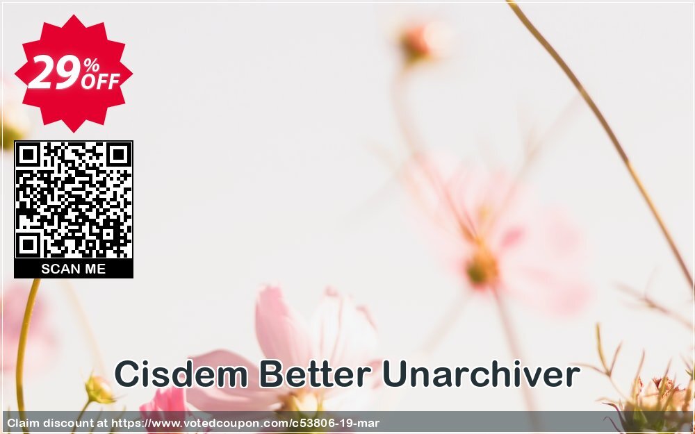 Cisdem Better Unarchiver Coupon, discount Cisdem BetterUnarchiver for Mac - Single License amazing discount code 2024. Promotion: Promo code of Cisdem.com