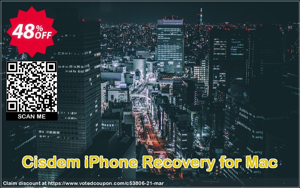 Cisdem iPhone Recovery for MAC Coupon, discount Cisdem iPhoneRecovery for Mac - 1 Year License awful promo code 2024. Promotion: Promo code of Cisdem.com