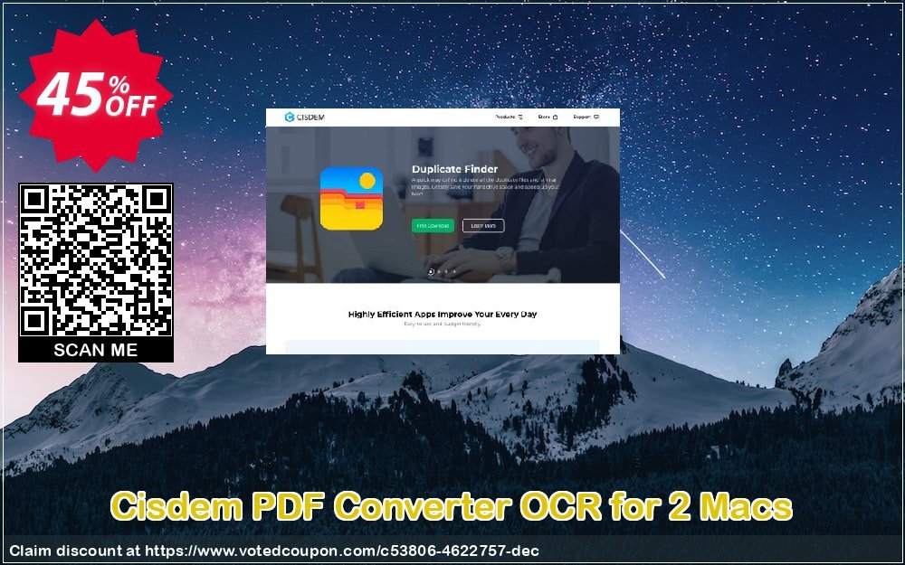 Cisdem PDF Converter OCR for 2 MACs Coupon, discount Cisdem PDFConverterOCR for Mac - 1 Year License for 2 Macs wondrous sales code 2024. Promotion: wondrous sales code of Cisdem PDFConverterOCR for Mac - 1 Year License for 2 Macs 2024