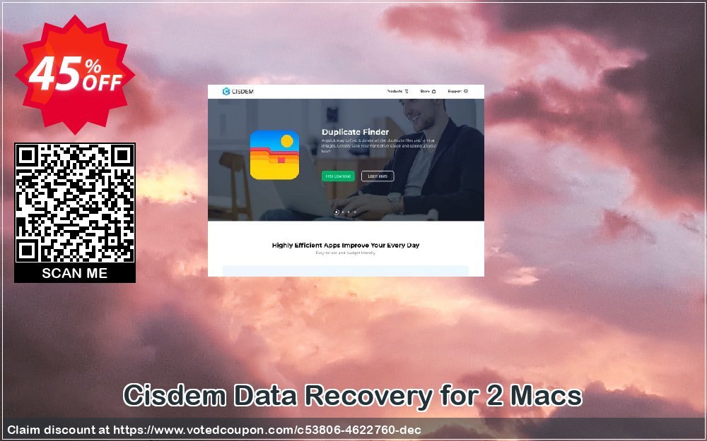 Get 45% OFF Cisdem Data Recovery for 2 Macs Coupon