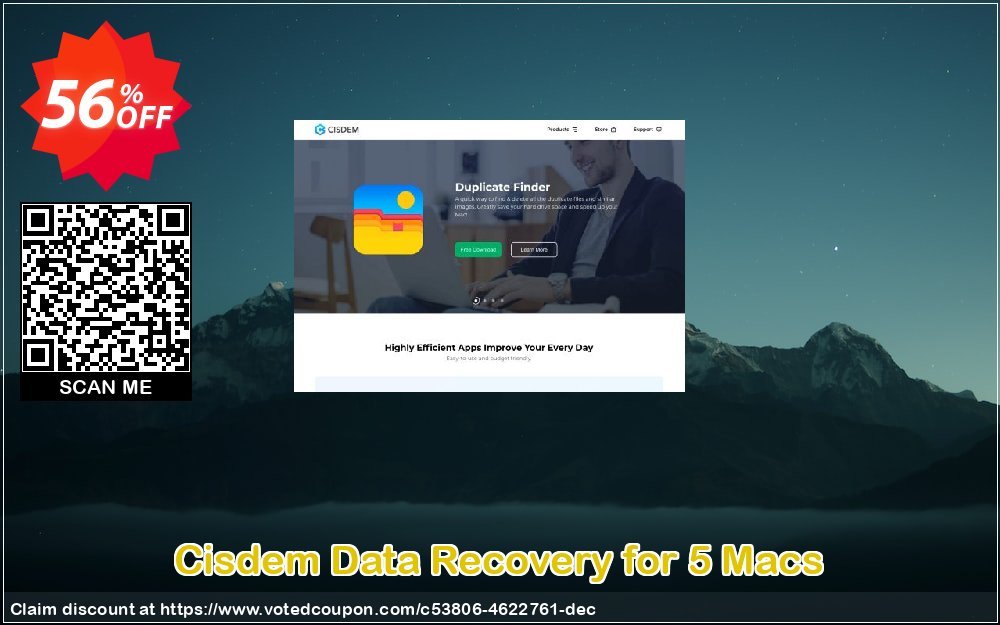 Get 56% OFF Cisdem Data Recovery for 5 Macs Coupon