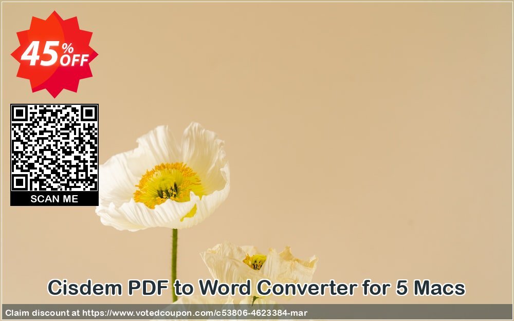 Cisdem PDF to Word Converter for 5 MACs Coupon, discount Cisdem PDFtoWordConverter for Mac - License for 5 Macs big promo code 2024. Promotion: big promo code of Cisdem PDFtoWordConverter for Mac - License for 5 Macs 2024