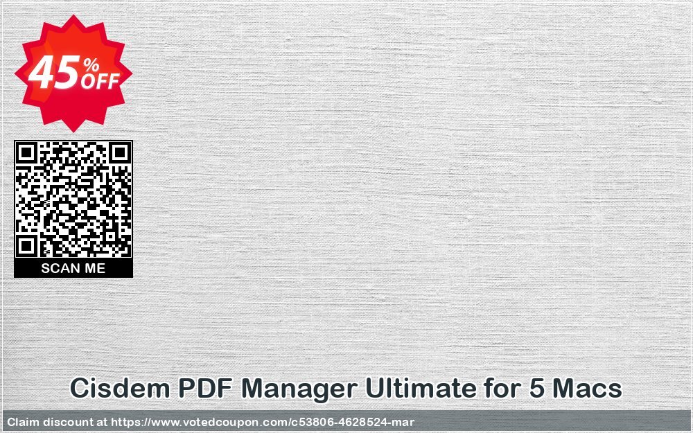 Cisdem PDF Manager Ultimate for 5 MACs Coupon, discount Cisdem PDFManagerUltimate for Mac - License for 5 Macs impressive promotions code 2024. Promotion: impressive promotions code of Cisdem PDFManagerUltimate for Mac - License for 5 Macs 2024