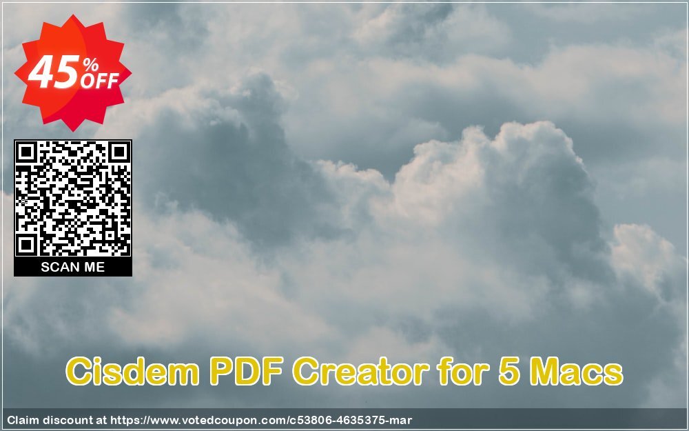 Cisdem PDF Creator for 5 MACs Coupon, discount Cisdem PDFCreator for Mac - License for 5 Macs staggering promo code 2024. Promotion: staggering promo code of Cisdem PDFCreator for Mac - License for 5 Macs 2024