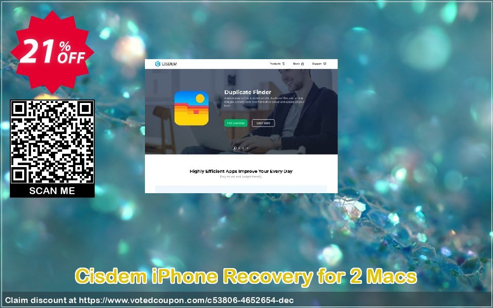 Cisdem iPhone Recovery for 2 MACs Coupon, discount Cisdem iPhoneRecovery for Mac - 1 Year License for 2 Macs dreaded sales code 2024. Promotion: dreaded sales code of Cisdem iPhoneRecovery for Mac - 1 Year License for 2 Macs 2024