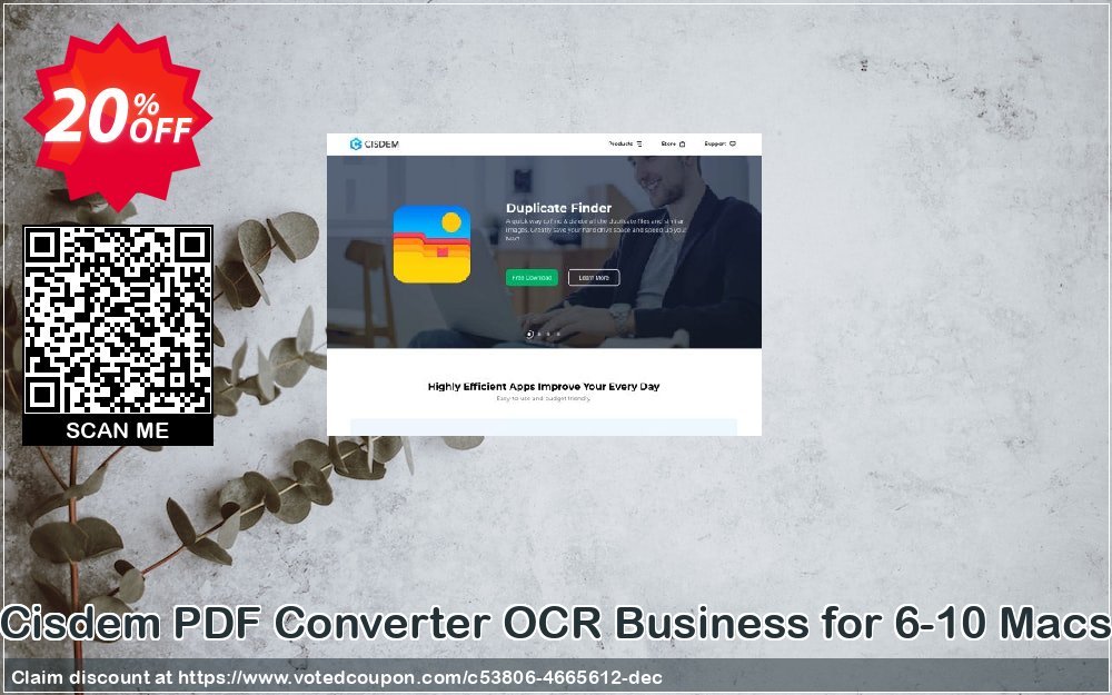 Cisdem PDF Converter OCR Business for 6-10 MACs Coupon Code Apr 2024, 20% OFF - VotedCoupon