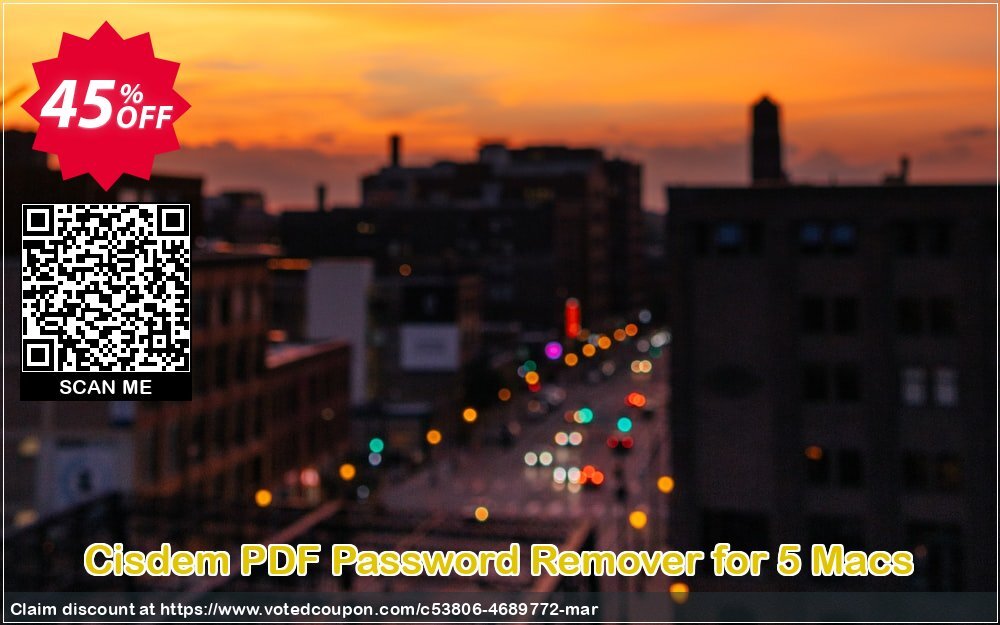 Cisdem PDF Password Remover for 5 MACs Coupon, discount Cisdem PDFPasswordRemover for Mac - License for 5 Macs stirring promo code 2024. Promotion: stirring promo code of Cisdem PDFPasswordRemover for Mac - License for 5 Macs 2024