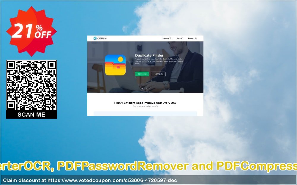 Cisdem PDFConverterOCR, PDFPasswordRemover and PDFCompressor Bundle for MAC Coupon Code Mar 2024, 21% OFF - VotedCoupon