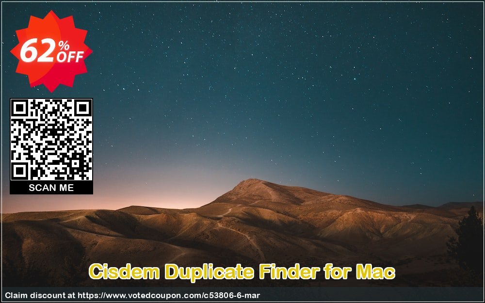 Cisdem Duplicate Finder for MAC Coupon, discount Cisdem DuplicateFinder for Mac - Lifetime License awesome discount code 2024. Promotion: Promo code of Cisdem.com