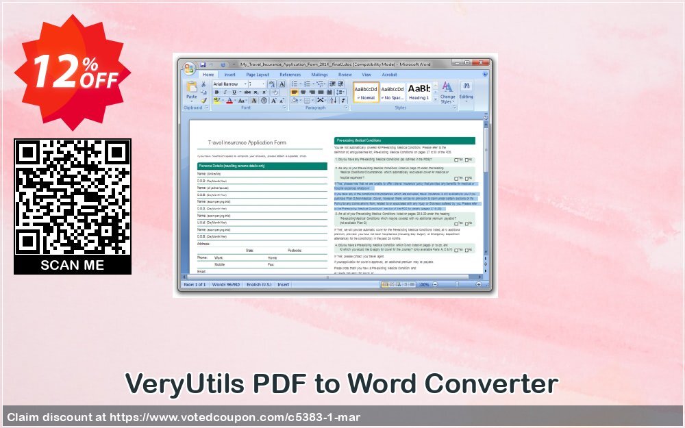 VeryUtils PDF to Word Converter Coupon, discount 10% OFF VeryUtils PDF to Word Converter, verified. Promotion: Wonderful discounts code of VeryUtils PDF to Word Converter, tested & approved