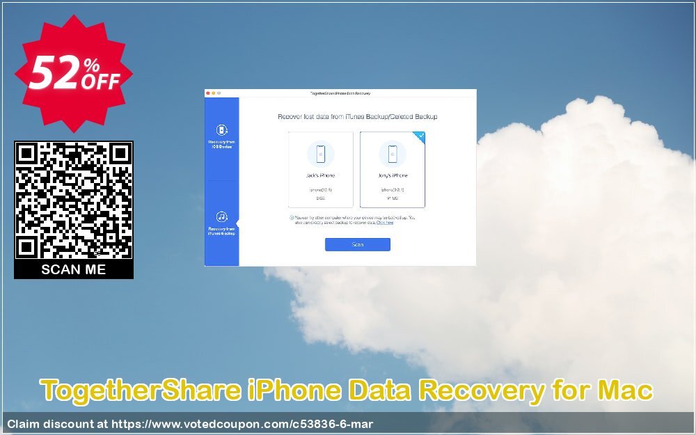 TogetherShare iPhone Data Recovery for MAC Coupon, discount 89% OFF TogetherShare iPhone Data Recovery for Mac, verified. Promotion: Amazing promo code of TogetherShare iPhone Data Recovery for Mac, tested & approved