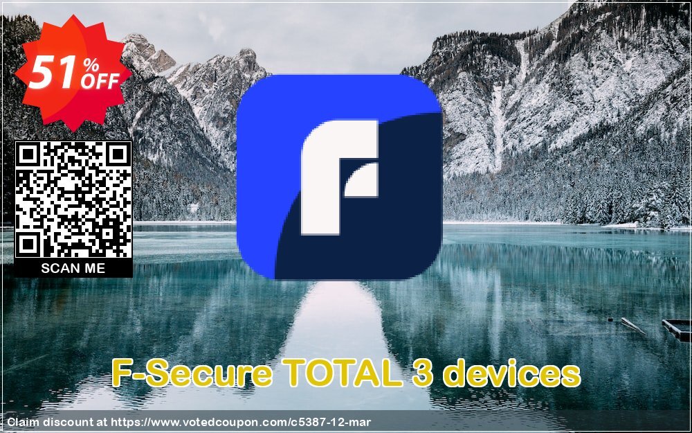 F-Secure TOTAL 3 devices Coupon, discount 50% OFF F-Secure TOTAL 3 devices, verified. Promotion: Imposing offer code of F-Secure TOTAL 3 devices, tested & approved