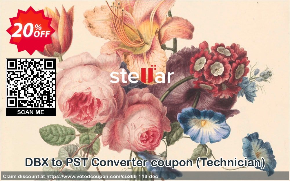 DBX to PST Converter coupon, Technician  Coupon, discount Stellar Converter for DBX - Technician [1 Year Subscription] wondrous discounts code 2024. Promotion: NVC Exclusive Coupon
