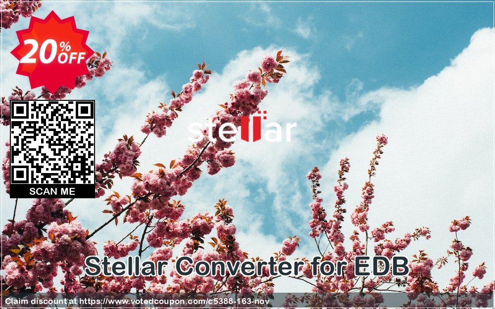 Stellar Converter for EDB Coupon, discount Stellar Converter for EDB [1 Year Subscription] special offer code 2023. Promotion: 20% off on all re-purchase(for Support Team)