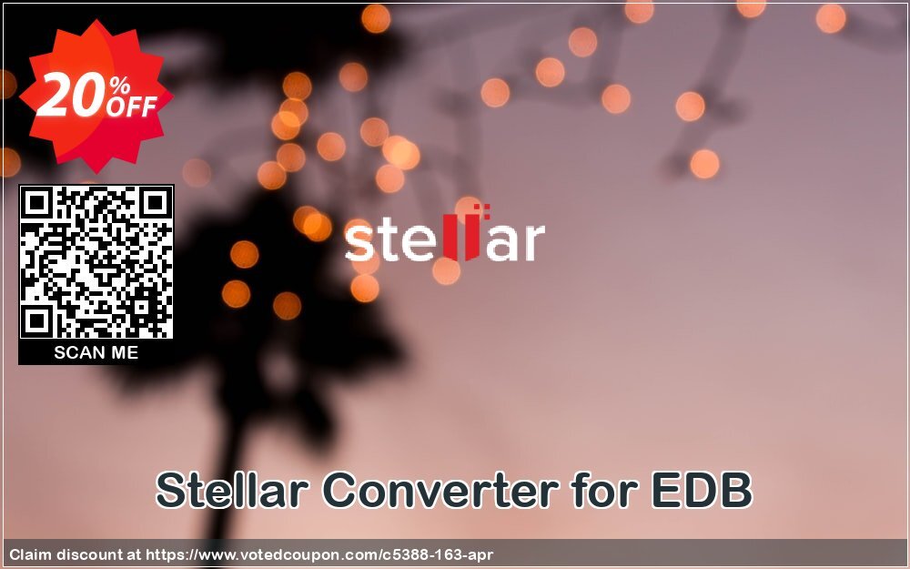 Stellar Converter for EDB Coupon, discount Stellar Converter for EDB [1 Year Subscription] special offer code 2024. Promotion: 20% off on all re-purchase(for Support Team)