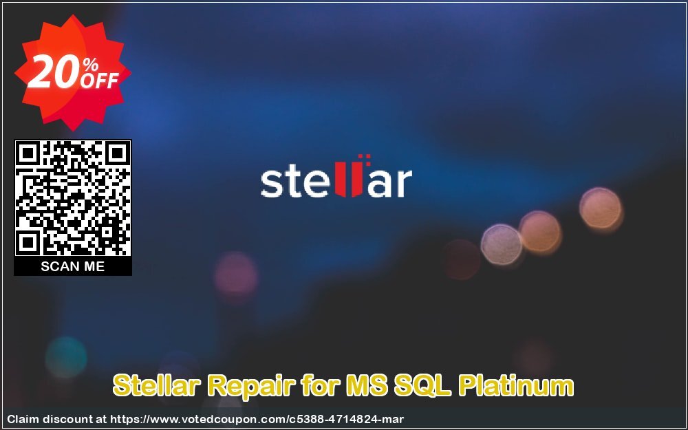 Stellar Repair for MS SQL Platinum Coupon, discount Stellar Repair for MS SQL Platinum wondrous discounts code 2024. Promotion: excellent discount code of Stellar Repair for MS SQL Platinum 2024