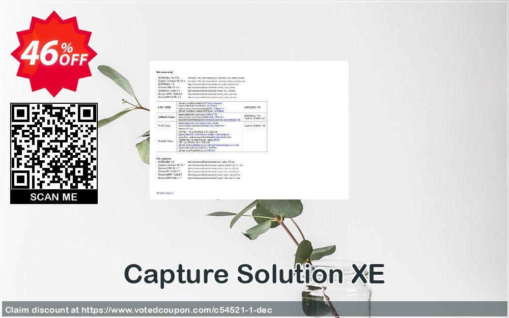 Capture Solution XE Coupon, discount Coupon SProsoft. Promotion: Coupon CS 3 PCs