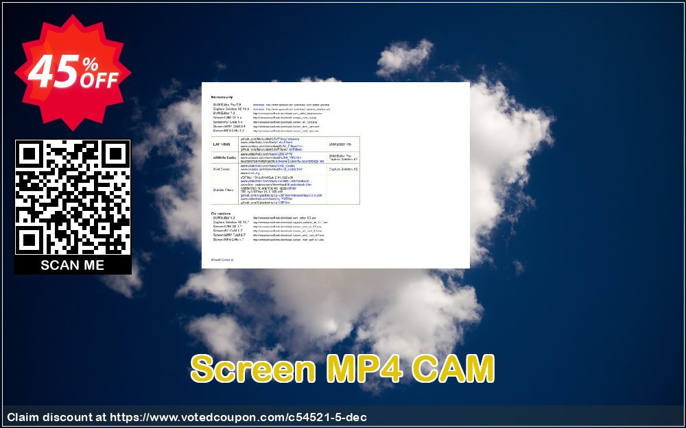 Screen MP4 CAM Coupon, discount Coupon SProsoft. Promotion: Coupon CAM 3 PCs