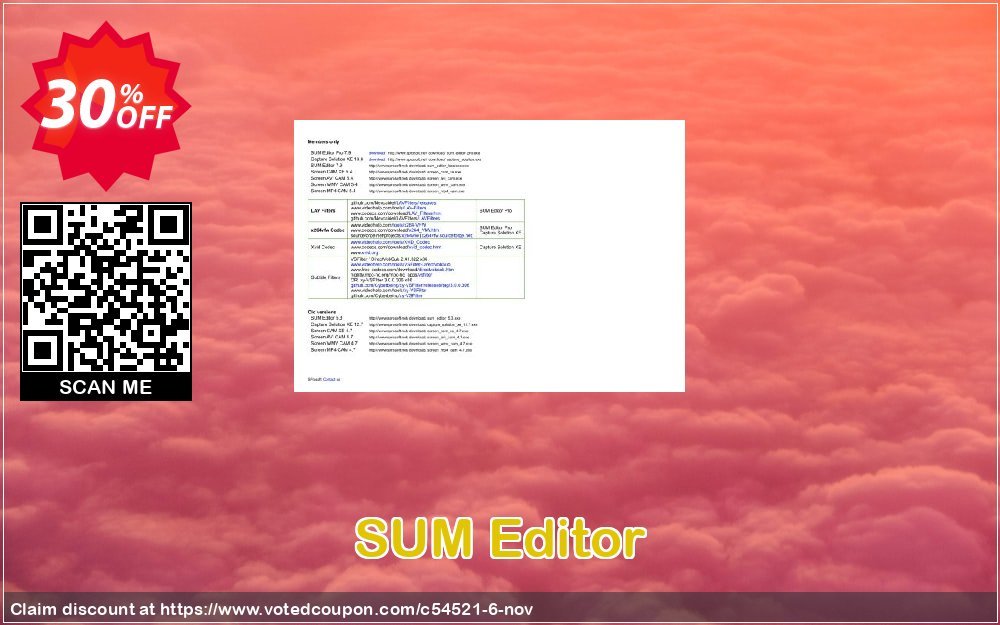 SUM Editor Coupon, discount Coupon SProsoft. Promotion: Coupon SUME 3 PCs