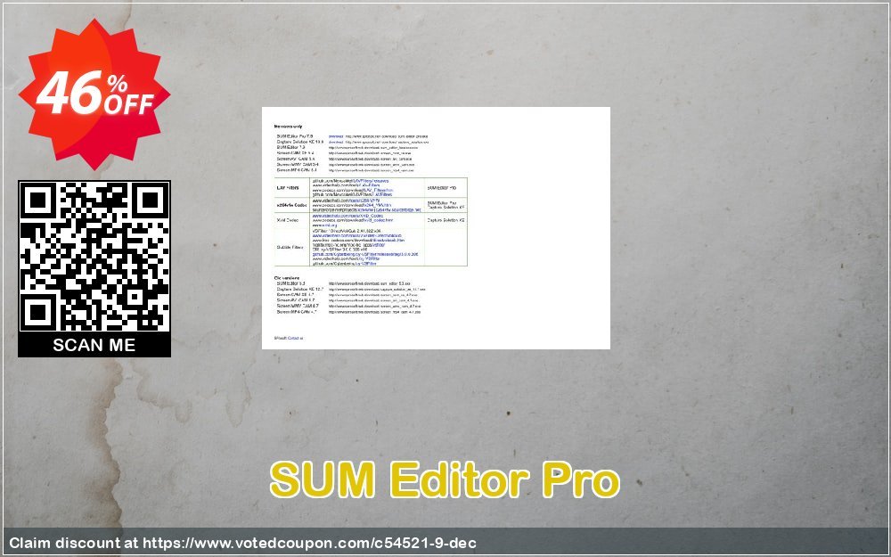 SUM Editor Pro Coupon, discount Coupon SProsoft. Promotion: Coupon SProsoft