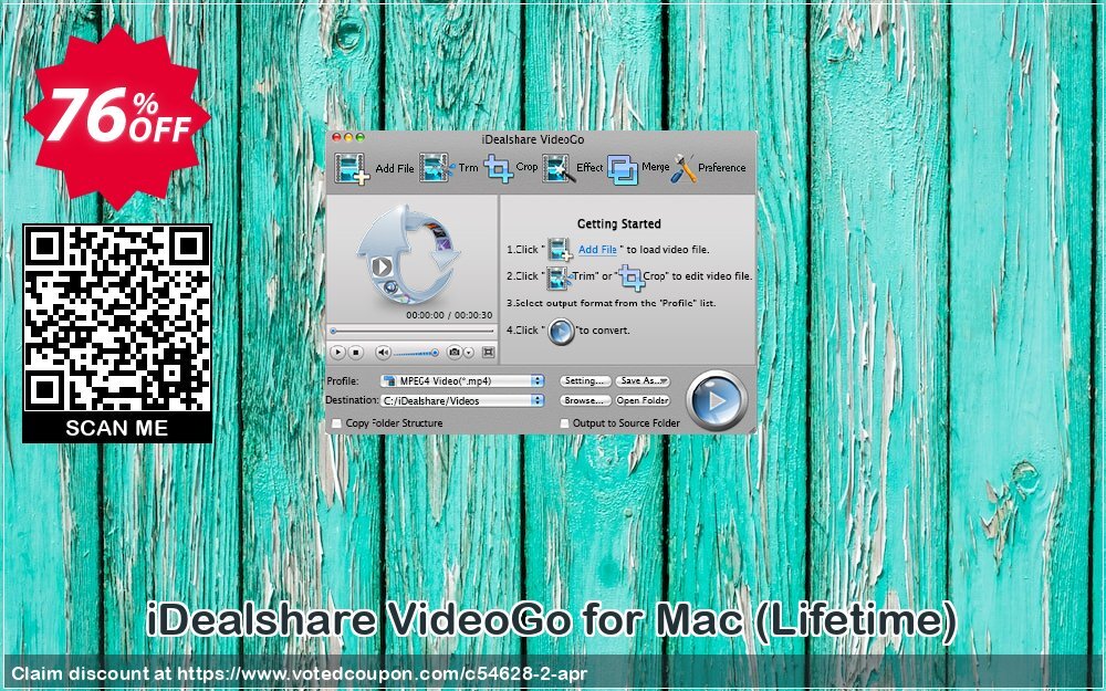 iDealshare VideoGo for MAC, Lifetime  Coupon, discount 50% off for 611063. Promotion: 