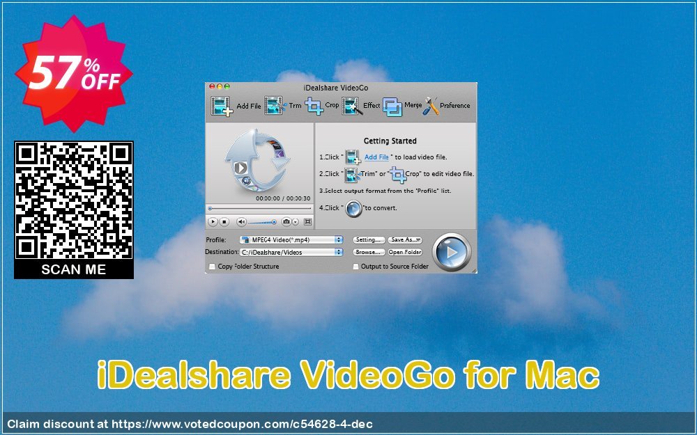 iDealshare VideoGo for MAC Coupon, discount 50% off for 611063. Promotion: 