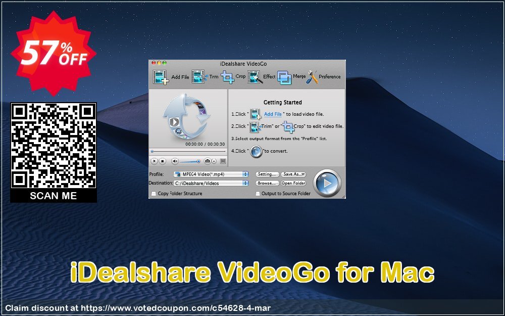 iDealshare VideoGo for MAC Coupon Code May 2024, 57% OFF - VotedCoupon