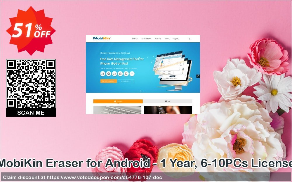 MobiKin Eraser for Android - Yearly, 6-10PCs Plan Coupon, discount 50% OFF. Promotion: 