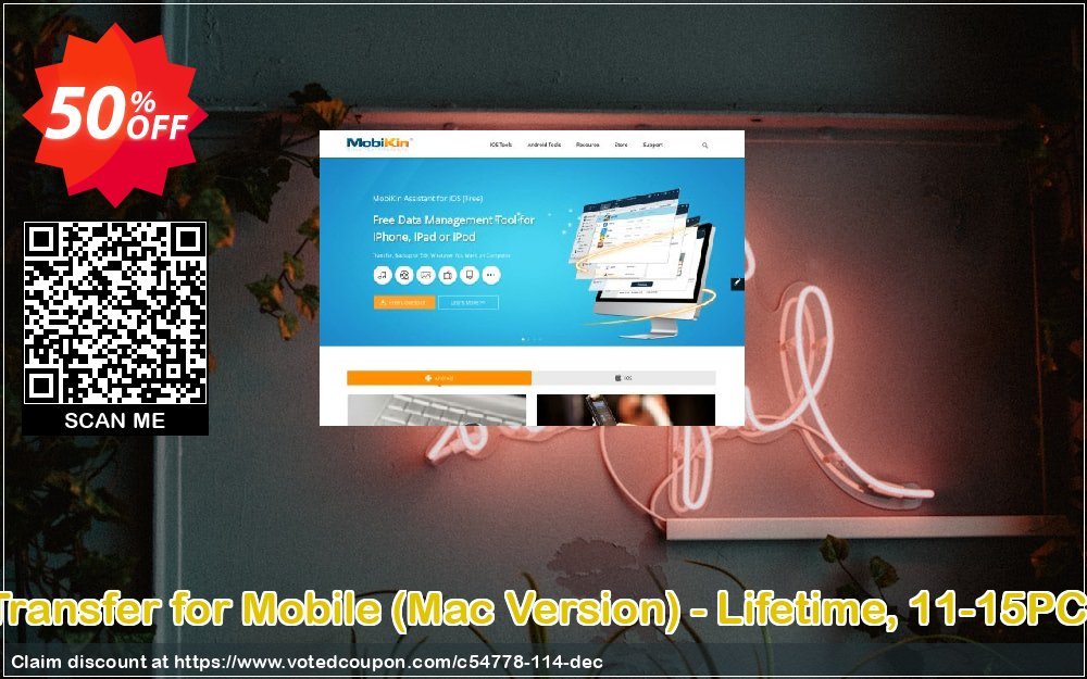 MobiKin Transfer for Mobile, MAC Version - Lifetime, 11-15PCs Plan Coupon, discount 50% OFF. Promotion: 