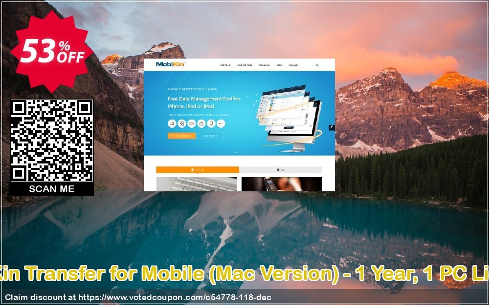 MobiKin Transfer for Mobile, MAC Version - Yearly, 1 PC Plan Coupon, discount 50% OFF. Promotion: 