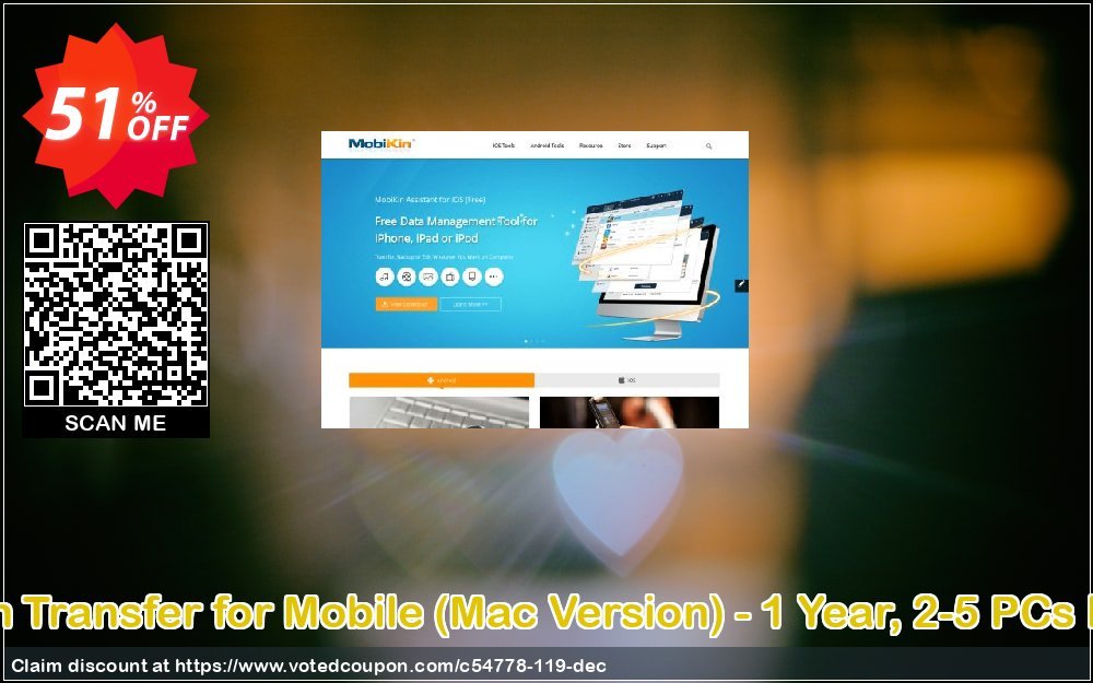 MobiKin Transfer for Mobile, MAC Version - Yearly, 2-5 PCs Plan Coupon, discount 50% OFF. Promotion: 