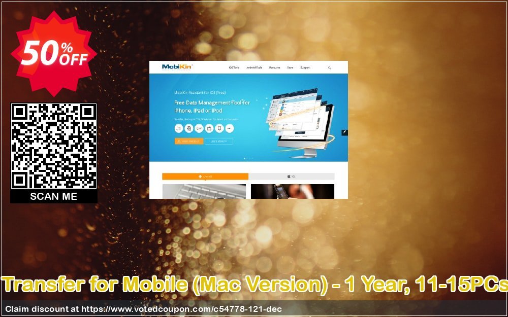 MobiKin Transfer for Mobile, MAC Version - Yearly, 11-15PCs Plan Coupon, discount 50% OFF. Promotion: 