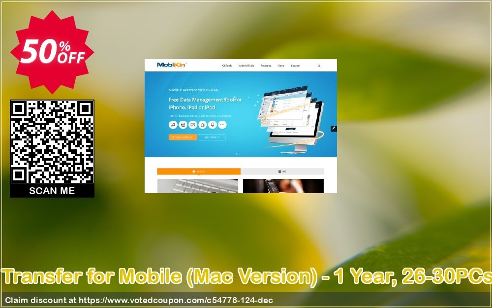 MobiKin Transfer for Mobile, MAC Version - Yearly, 26-30PCs Plan voted-on promotion codes