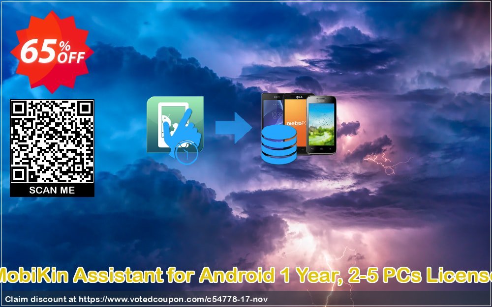 MobiKin Assistant for Android Yearly, 2-5 PCs Plan Coupon, discount 50% OFF. Promotion: 